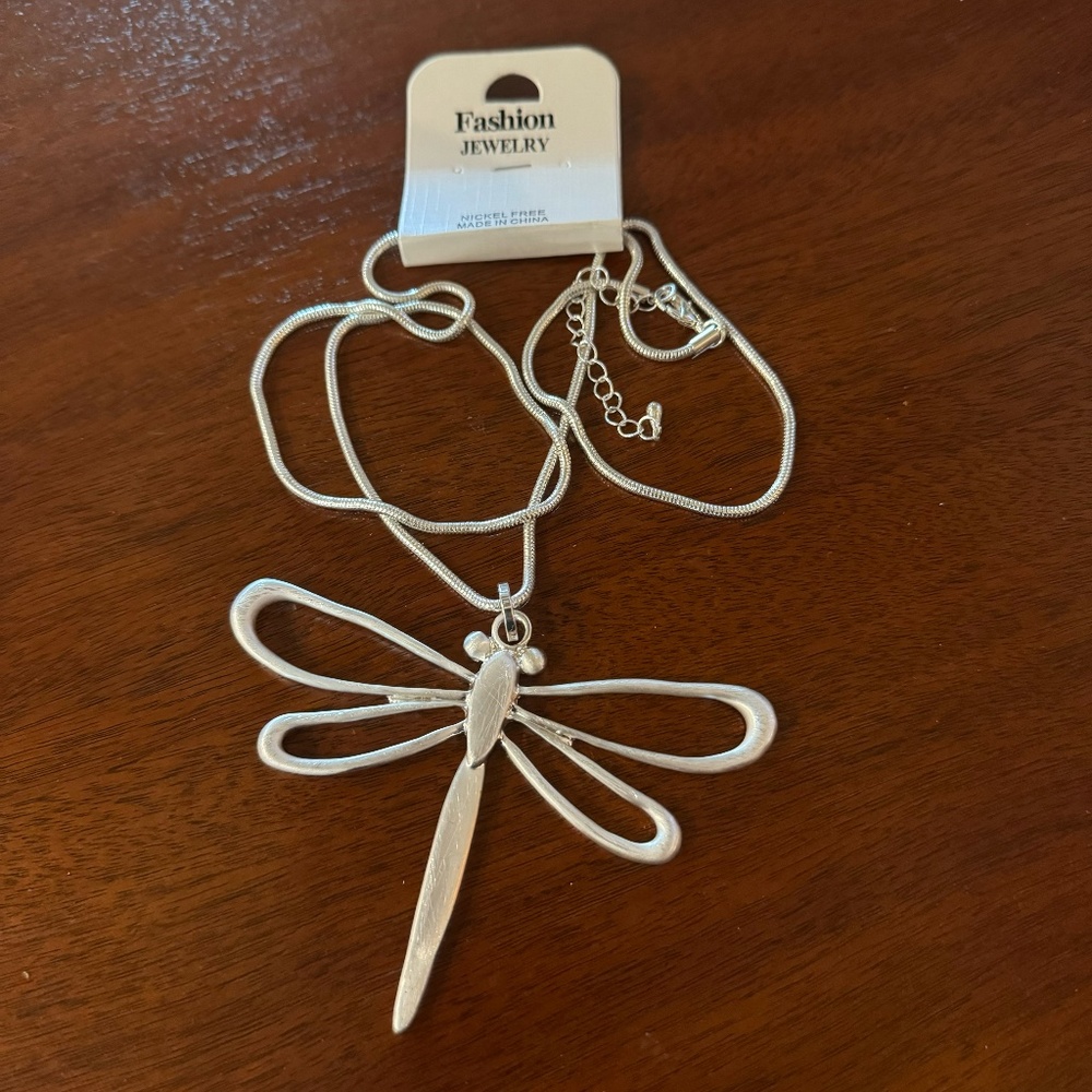 Silver Adjustable Dragonfly Necklace